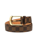 ルイ ヴィトン ダミエ サンチュール エリプス ベルト サイズ:90/36 M6995 ブラウン レザー メンズ LOUIS VUITTON 【中古】