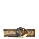 グッチ GGキャンバス オールドグッチ ベルト サイズ:70 ベージュ ブラウン キャンバス レザー レディース GUCCI 【中古】