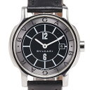 ブルガリ ソロテンポ デイト 腕時計 ST29S クオーツ ブラック文字盤 ステンレススチール レザー レディース BVLGARI 【中古】
