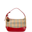 バーバリー ノバチェック シャドーホース ワンショルダーバッグ レッド マルチカラー レザー キャンバス レディース BURBERRY 【中古】