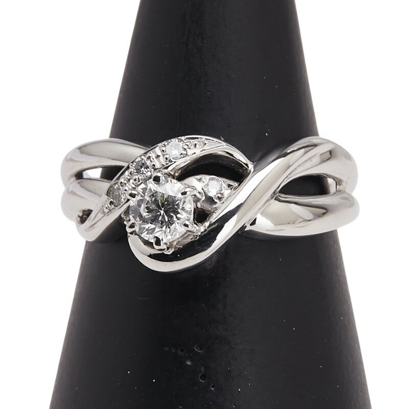 ノーブランド Pt850 プラチナ ダイヤ0.31ct ダイヤ0.04ct リング 指輪 レディース no brand 11号 【中古】