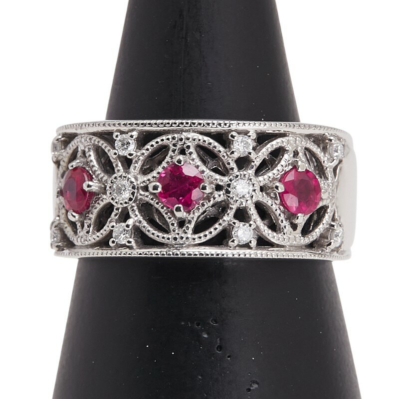 ノーブランド Pt900 プラチナ ルビー0.50ct ダイヤ0.13ct リング 指輪 レディース no brand 13号 【中古】