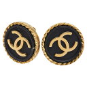 シャネル ヴィンテージ ココマーク ラウンド イヤリング ゴールド ブラック メッキ プラスチック レディース CHANEL 【中古】