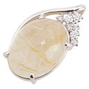 K18WG ホワイトゴールド ルチルクオーツ11.32ct ダイヤ0.16ct ペンダントトップ レディース 【中古】
