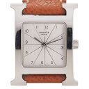 エルメス Hウォッチ 腕時計 HH1.210 クオーツ シルバー文字盤 ステンレススチール レザー レディース HERMES 【中古】