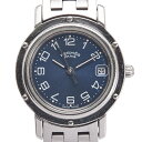 エルメス クリッパー 腕時計 CL4.210 クオーツ ネイビー文字盤 ステンレススチール レディース HERMES 【中古】