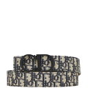 ディオール トロッター ベルト ネイビー ブラック キャンバス レザー レディース Dior 【中古】