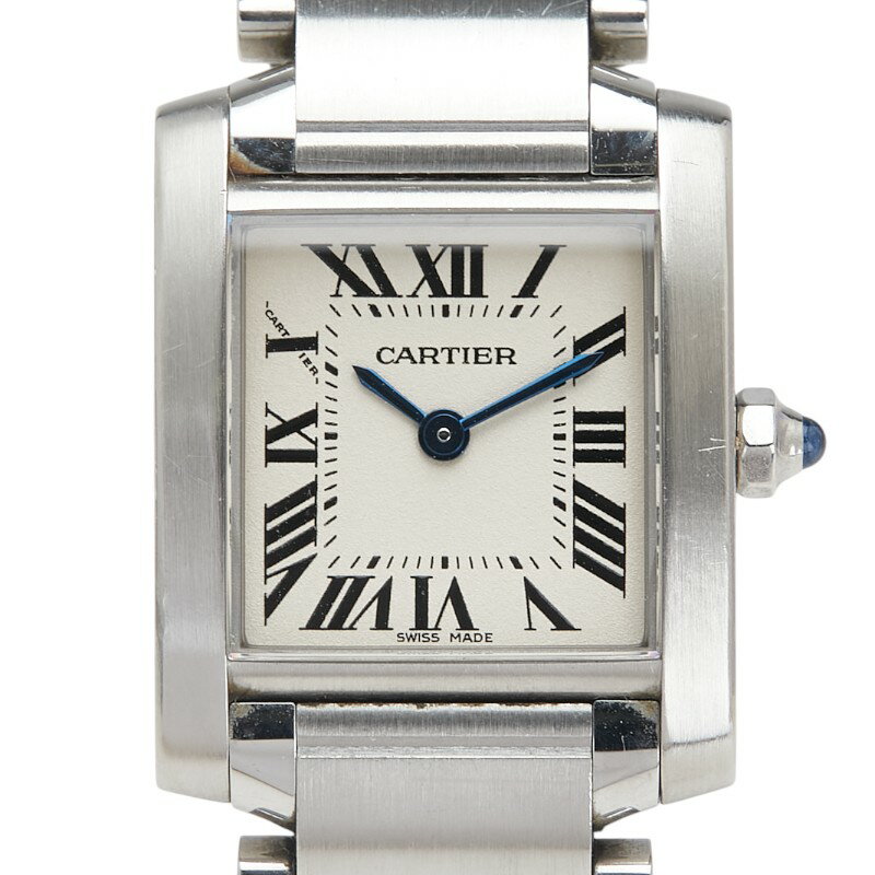カルティエ タンクフランセーズSM 腕時計 W51008Q3 クオーツ ホワイト文字盤 ステンレスス ...