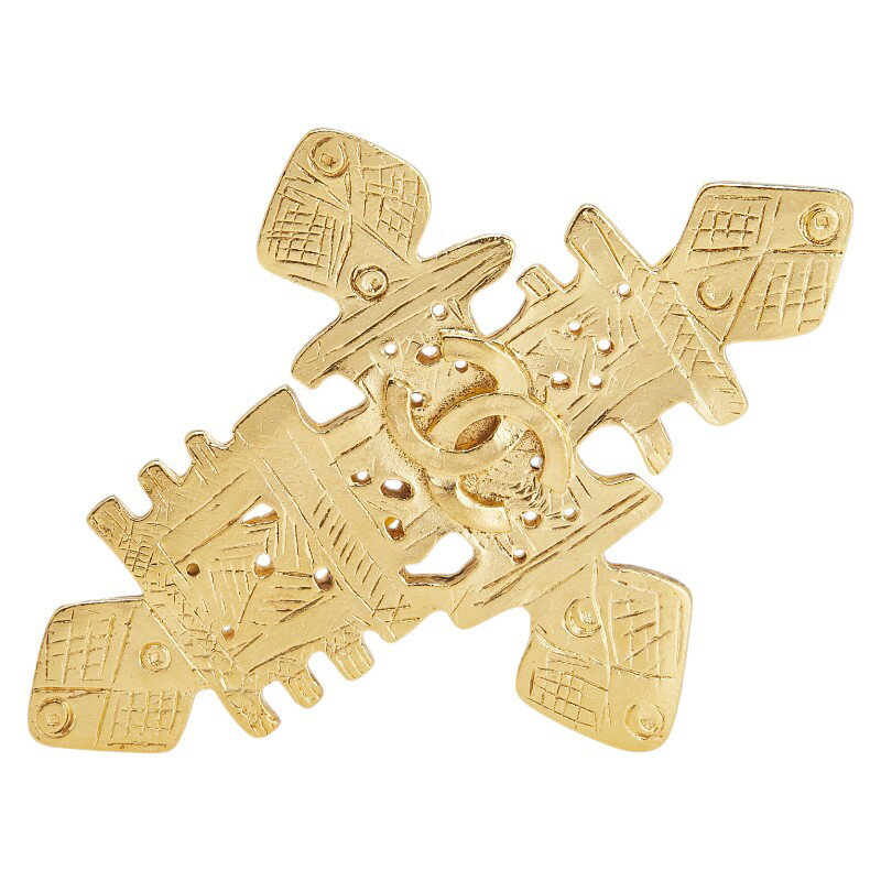 シャネル ヴィンテージ ココマーク クロス 十字架 ブローチ ゴールド メッキ レディース CHANEL 【中古】