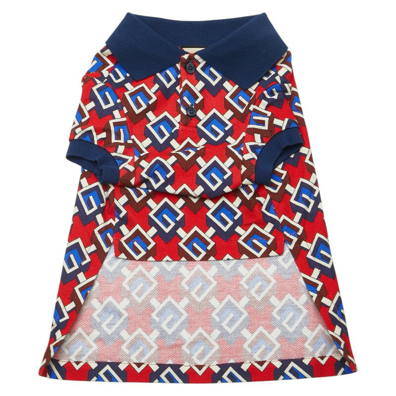 グッチ GGジオメトリック ドッグウェア ペット用 サイズ:M 695744 レッド マルチカラー コットン ユニセックス GUCCI 【中古】