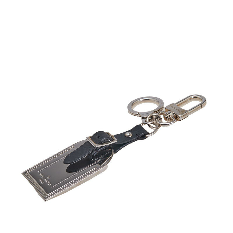ルイ ヴィトン ラゲージタグ キーホルダー キーリング M67141 シルバー ブラック メタル レザー レディ..
