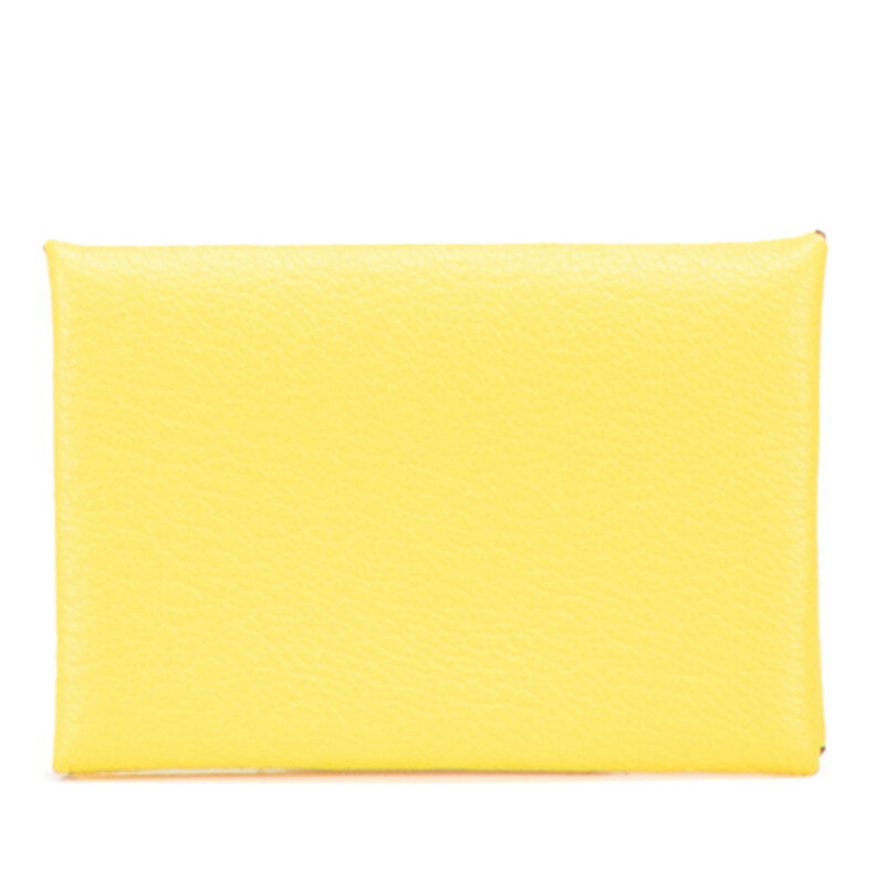 エルメス カルヴィ コインケース ライム イエロー シェーブル レディース HERMES 【中古】