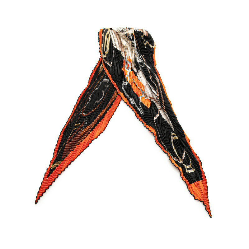 エルメス カレ90 プリーツ PROJETS CARRES 計画力 スカーフ ブラック オレンジ マルチカラー シルク レディース HERMES 【中古】