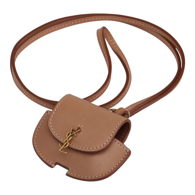 サンローラン YSL AirPodsケース 710891 ベージュ レザー レディース SAINT LAURENT 【中古】