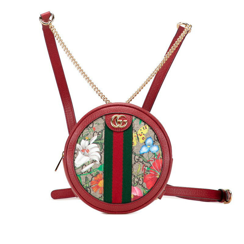 グッチ GGフローラ オフィディア リュック バックパック 598661 レッド ベージュ マルチカラー PVC レザー レディース GUCCI 【中古】