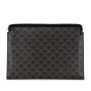 セリーヌ トリオンフ クラッチバッグ セカンドバッグ ブラック ブラウン PVC レザー レディース CELINE 【中古】