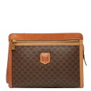セリーヌ マカダム クラッチバッグ ブラウン PVC レザー レディース CELINE 【中古】