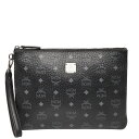 エム シー エム ヴィセトス リストレット ジップポーチ クラッチバッグ ブラック PVC レザー レディース MCM 【中古】