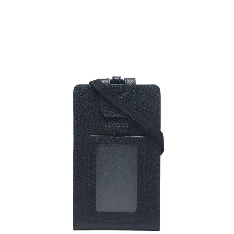 モンブラン サルトリアル フォンホルダー ウィズ ビュー キャリーミー iPhoneケース スマホ 携帯電話ホルダー ブラック レザー レディース MONTBLANC 【中古】