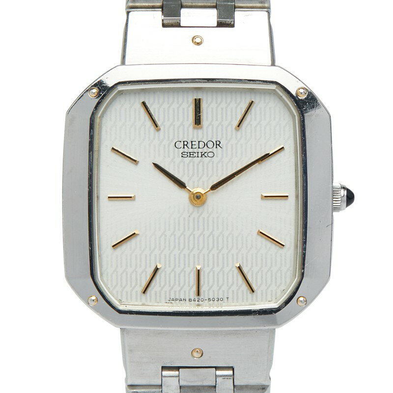 セイコー クレドール 腕時計 クオーツ ホワイト文字盤 ステンレススチ...(2)