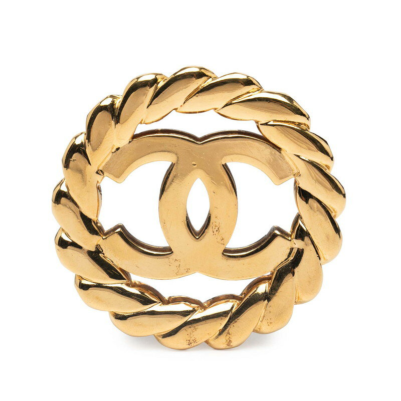 シャネル ココマーク ラウンド ミラー ブローチ ゴールド メッキ レディース CHANEL 【中古】