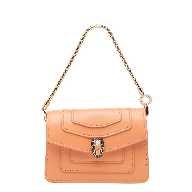 ブルガリ セルペンティ フォーエバー バッグチャーム ポーチ オレンジ レザー レディース BVLG ...