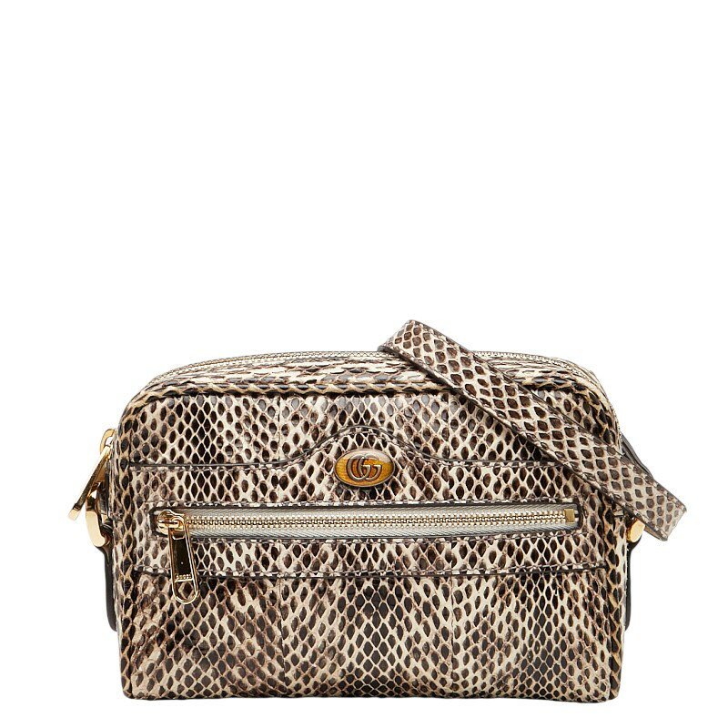 グッチ GGマーモント 斜め掛け ショルダーバッグ 517350 ブラウン ホワイト パイソン レザー レディース GUCCI 【中古】