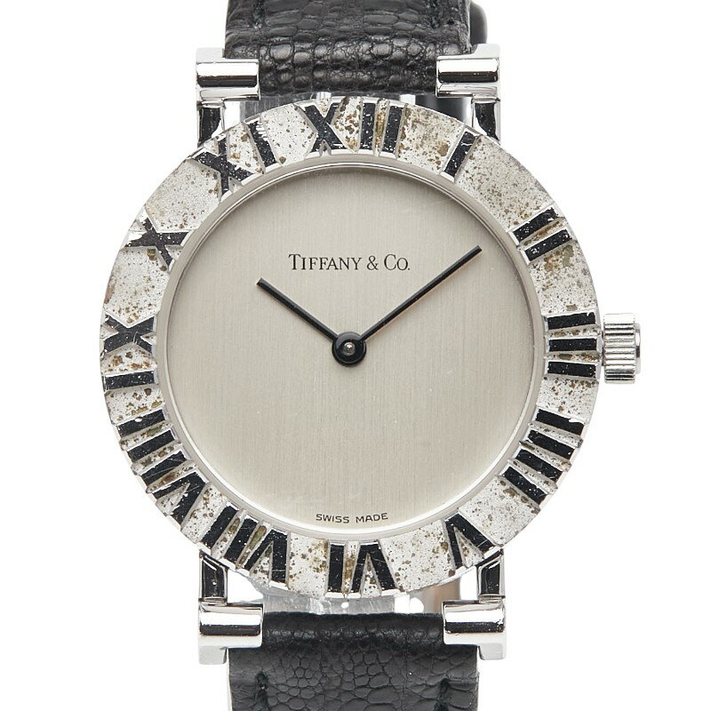 ティファニー アトラス 腕時計 クオーツ シルバー文字盤 スターリングシルバー リザード レディース TIFFANY&Co. 【中古】
