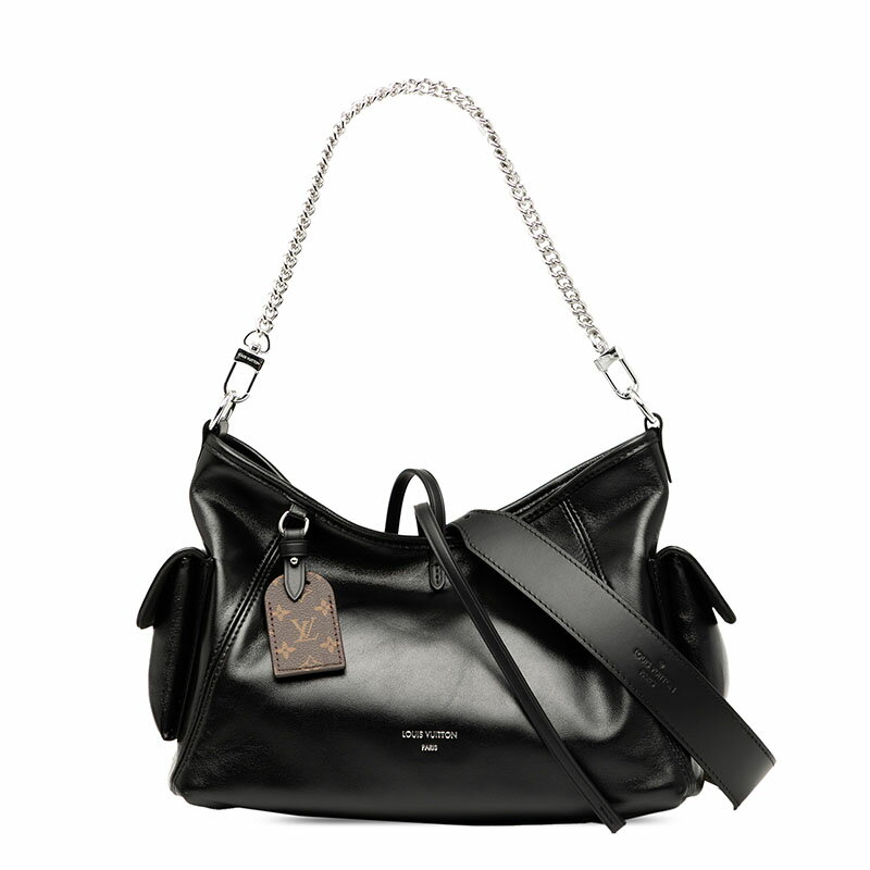 ルイ ヴィトン キャリーオール カーゴ バイブ PM チェーンハンドバッグ ショルダーバッグ 2WAY M24861 ブラック ラムレザー レディース LOUIS VUITTON 【中古】