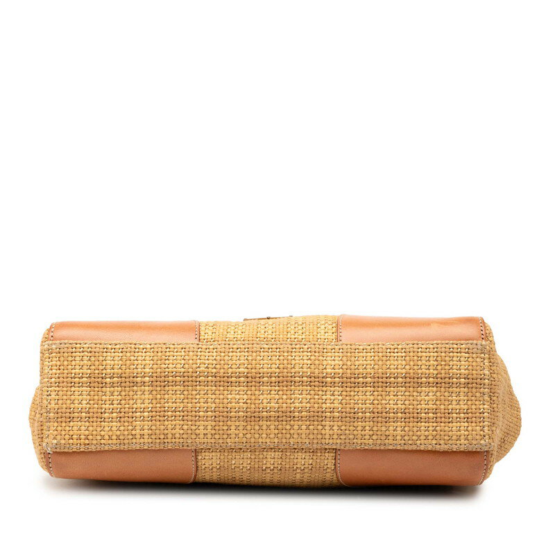 プラダ 三角ロゴプレート チェーンワンショルダーバッグ BR2530 ベージュ グリーン ストロー レザー レディース PRADA 【中古】