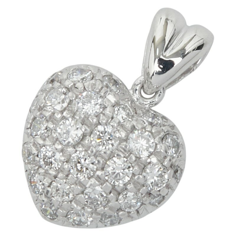 K18WG ホワイトゴールド ダイヤ0.50ct ハート モチーフ ペンダントトップ レディース 【中古】