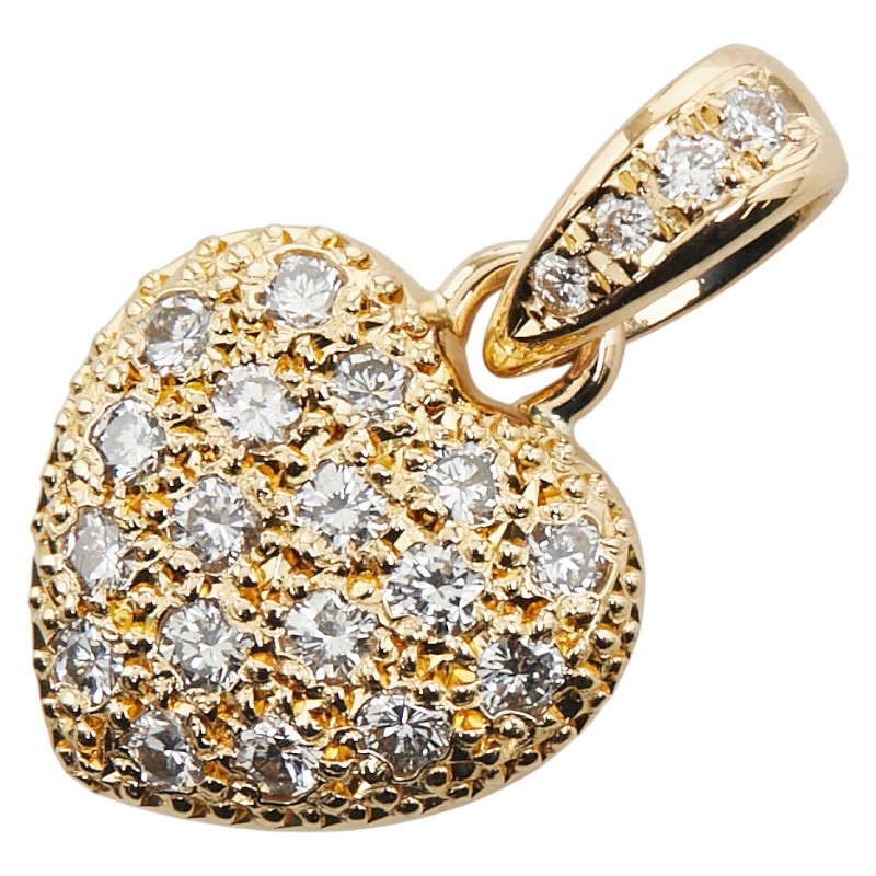 K18YG イエローゴールド ダイヤ0.59ct ハート モチーフ ペンダントトップ レディース 【中古】