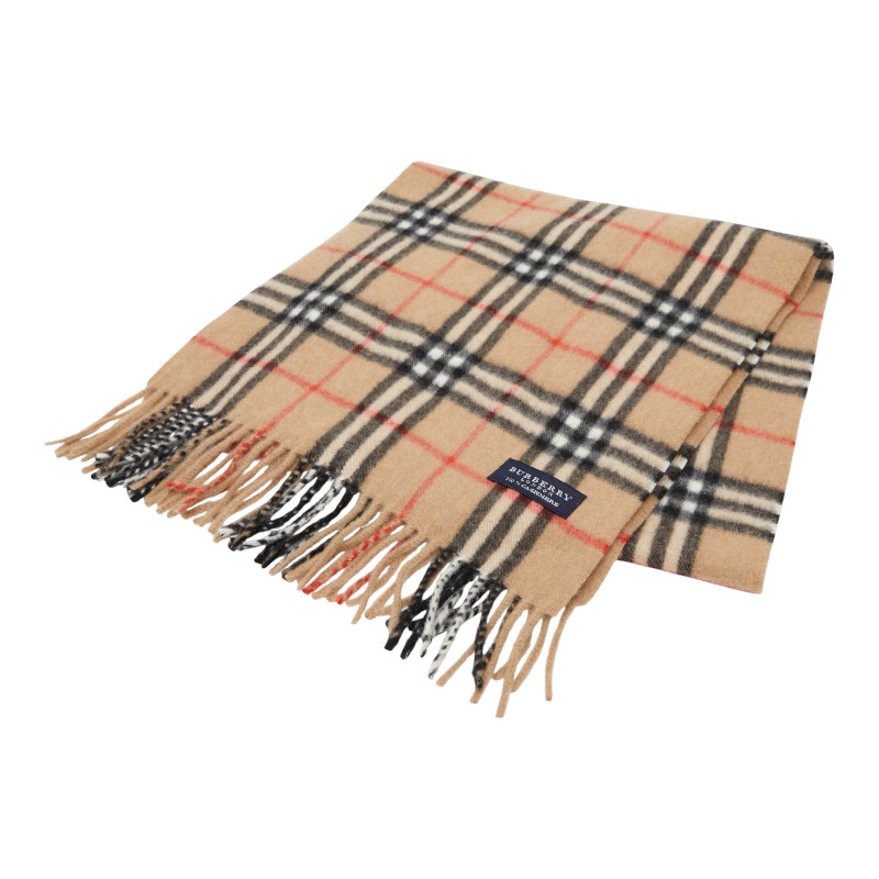 バーバリー ノバチェック マフラー ベージュ ブラック レッド カシミヤ レディース BURBERRY 【中古】