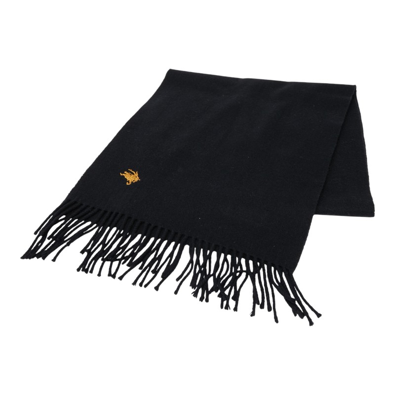 バーバリー シャドーホース刺繍 マフラー ブラック ゴールド カシミヤ レディース BURBERRY 【中古】