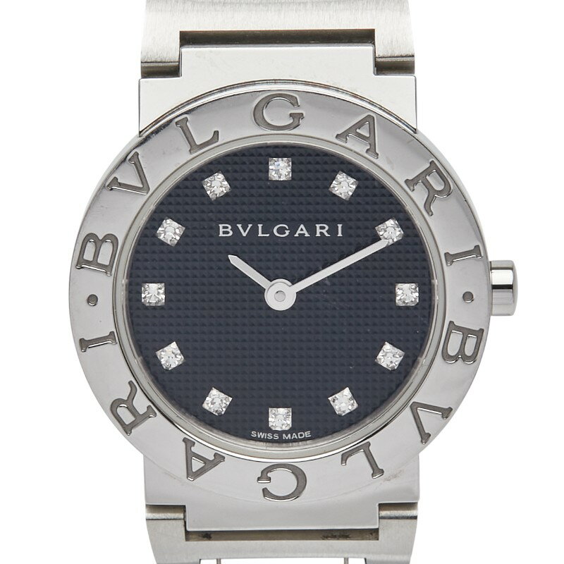 ブルガリ ブルガリブルガリ 12Pダイヤ 腕時計 BBL26S クオーツ ブラック文字盤 ステンレススチール レディース BVLGARI 【中古】