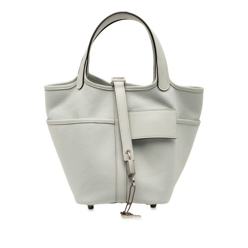 エルメス ピコタンロック カーゴPM ハンドバッグ ブルーグラシエ ヴォースイフト トワルゴエラン  ...