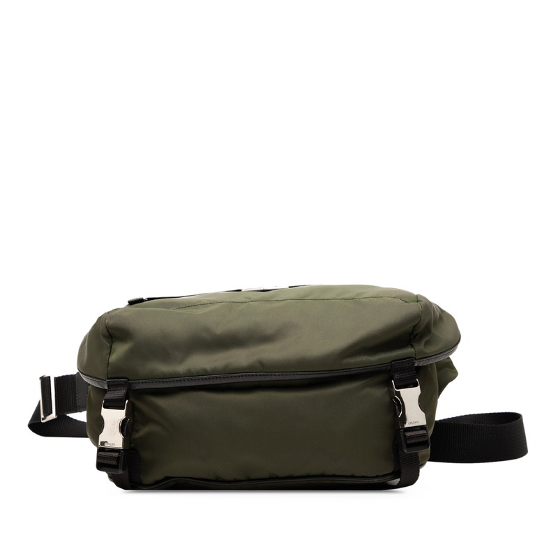 プラダ 三角ロゴプレート 斜め掛け ショルダーバッグ VA0994 カーキ ブラック ナイロン レディース PRADA 【中古】