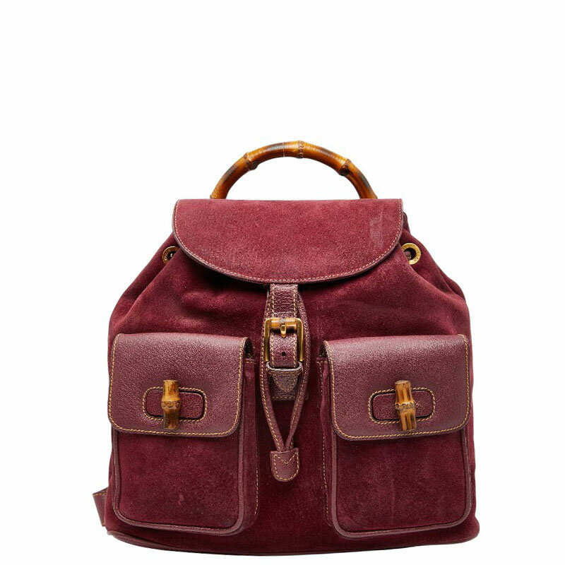 グッチ バンブー リュック バックパック 003 2058 0016 パープル系 スウェード レディース GUCCI 【中古】