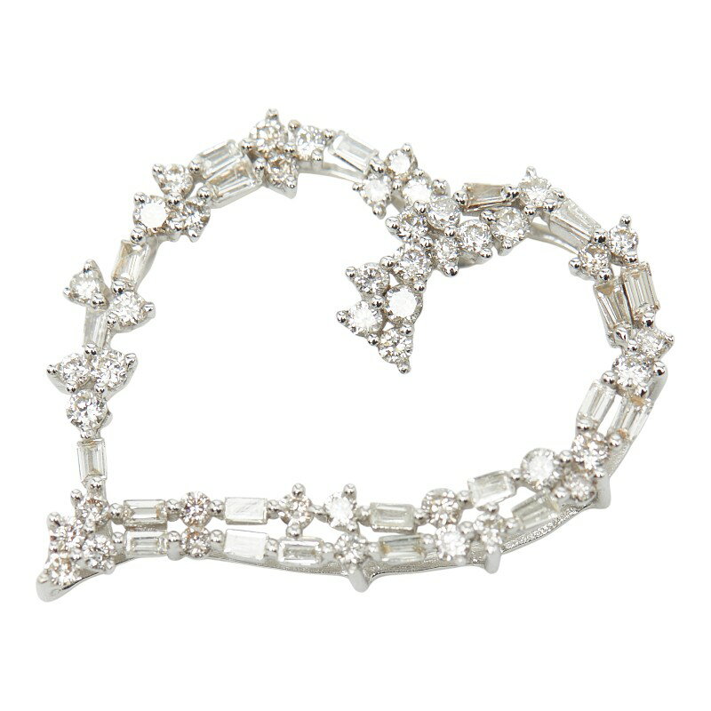 K18WG ホワイトゴールド ダイヤ1.06ct ハートモチーフ ペンダントトップ レディース 【中古】