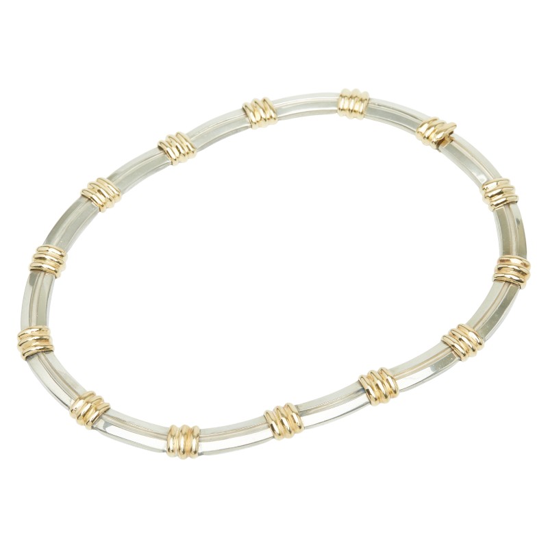 ティファニー グルーブドウィズ チョーカー ネックレス シルバー ゴールド SV925 シルバー メッキ コンビ レディース TIFFANY&Co. 【中古】