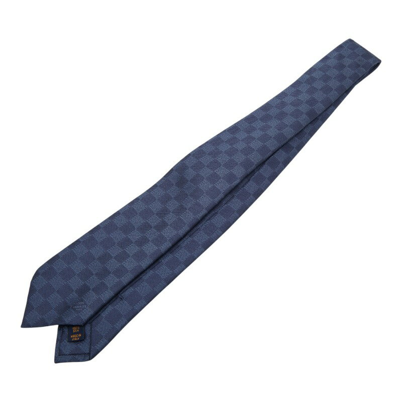 ルイ ヴィトン クラヴァット ダミエ クラシック ネクタイ M78753 マリーヌ ネイビー シルク メンズ LOUIS VUITTON 【中古】