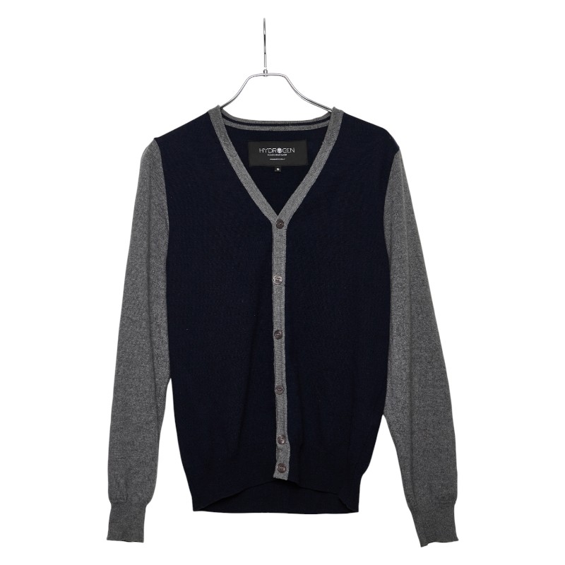 ハイドロゲン カーディガン サイズ：S ネイビー グレー ウール カシミヤ メンズ HYDROGEN 【中古】