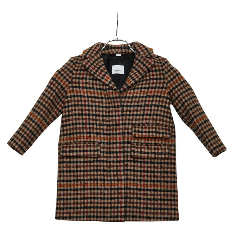 バーバリー TBロゴ チェック コート サイズ4Y 104cm ブラウン マルチカラー ウール キッズ BURBERRY 【中古】