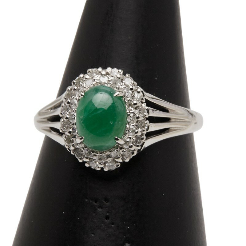 【中古】Pt900プラチナ翡翠ダイ...