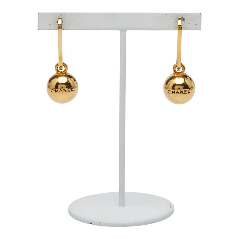 シャネル ロゴ ボール モチーフ ピアス ゴールド メッキ レディース CHANEL 【中古】