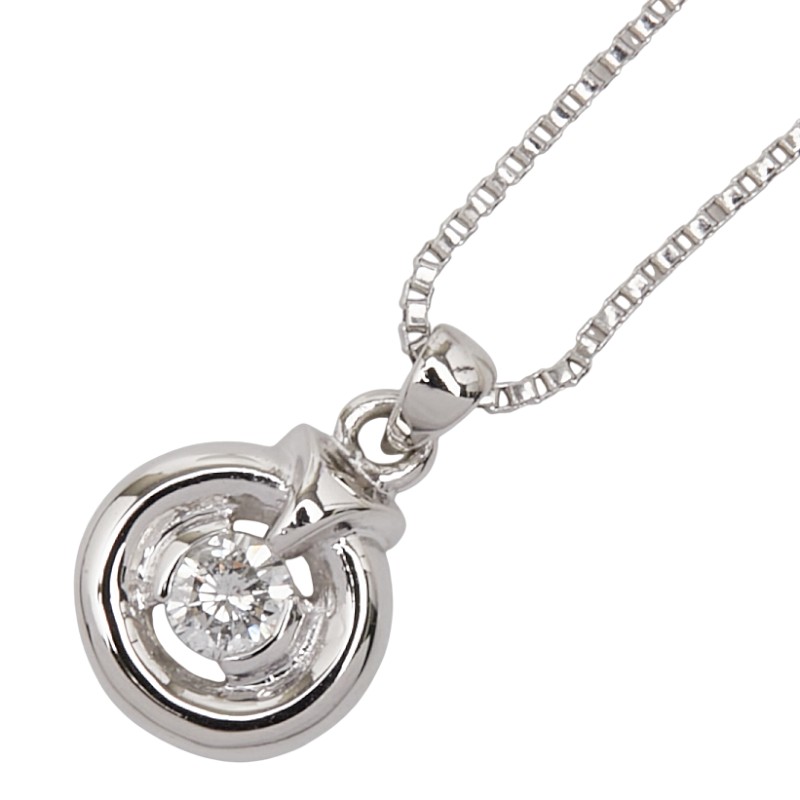 Pt850 プラチナ ダイヤ0.10ct ペンダントネックレス レディース 【中古】
