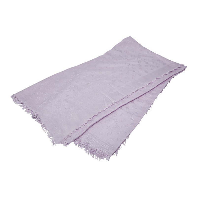 ルイ ヴィトン モノグラム シャイン ストール MR0195 ラベンダー パープル シルク ウール  ...