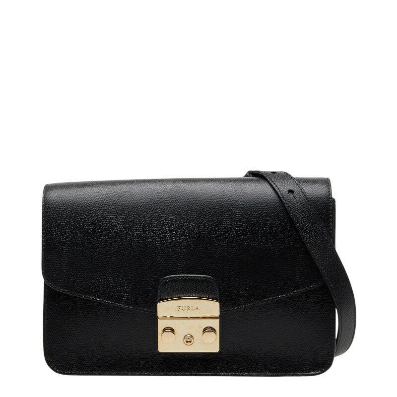 Furla - フルラ メトロポリス チェーンショルダーバッグ ブラック レザー レディース Furla 【中古】