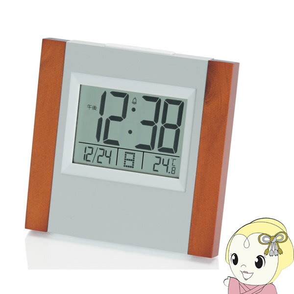 【11/18限定ダイヤモンド会員なら当店全品最大P8倍】【在庫限り】置き時計 電波 デジタル 木目 目覚まし時計 カレンダー 温度 ADESSO アデッソ 8727 ウッド調 新生活 記念品 景品【KK9N0D18P】
