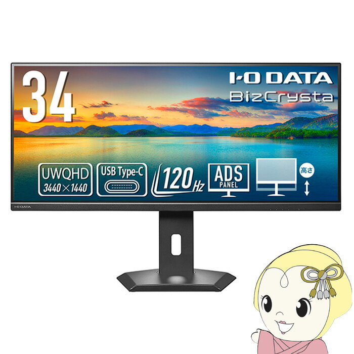 【11/18限定ダイヤモンド会員なら当店全品最大P8倍】液晶モニタ 34型 IOデータ メーカー5年保証 UWQHD対応＆65W給電USB Type-C 搭載 BizCrysta LCD-CWQ341SDB-F【KK9N0D18P】